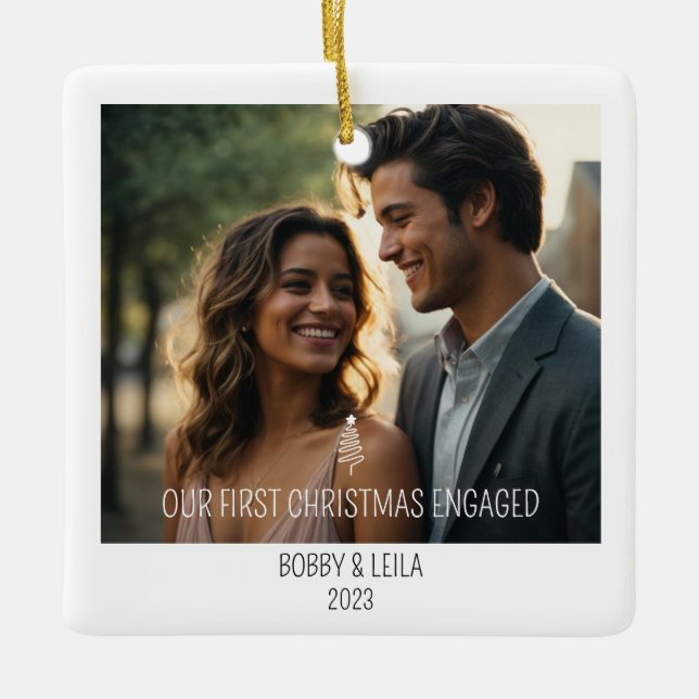 Ornamento minimalista de primera Navidad compromet (Anverso)