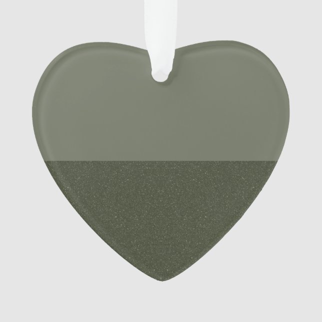 Ornamento moderno de corazón acrílico verde mosca  (Anverso)