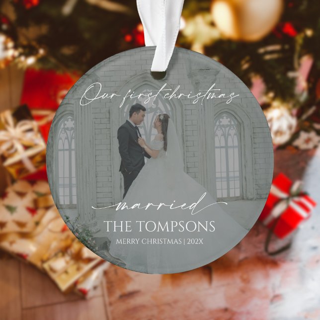 Ornamento moderno de fotos casadas en Navidad (Subido por el creador)