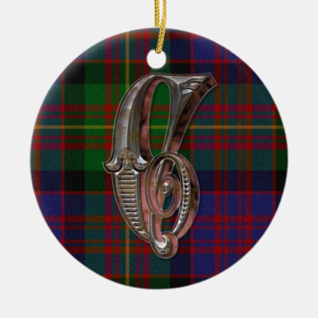 Ornamento Monograma Carnegie Plaid (Frente)