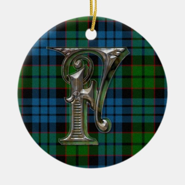 Ornamento Monograma de Fletcher Plaid (Frente)