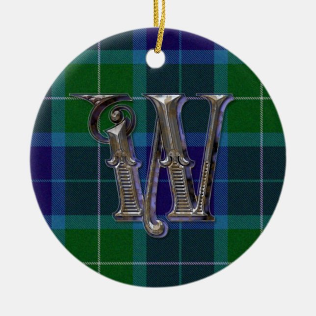 Ornamento Monograma de Wallace Plaid (Frente)