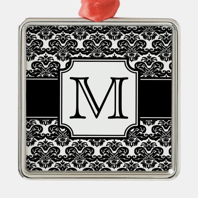 Ornamento Monogrammed Damask de moda (Frente)