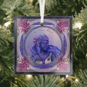 Ornamento morado de vidrio de sirena oceánica