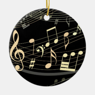 Ornamento musical de Navidad de oro negro personal