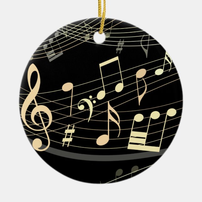 Ornamento musical de Navidad de oro negro personal (Frente)