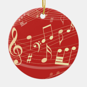Ornamento musical de Navidad de oro rojo personali