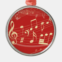 Ornamento musical de Navidad Rojo y Oro