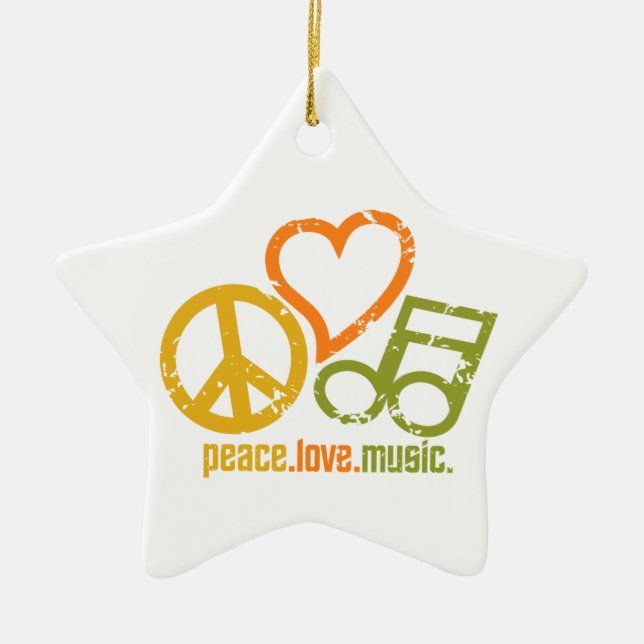 Ornamento musical de Peace Love, personalizable (Frente)