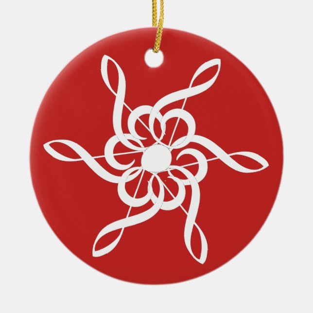 Ornamento musical de Red Treble Clef Snowflake (Frente)