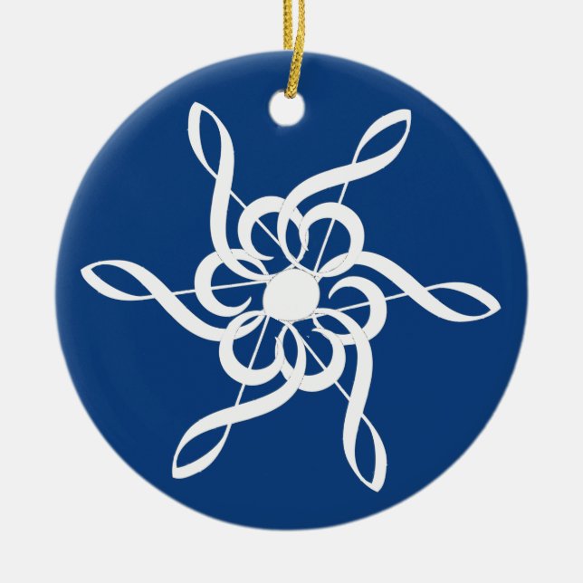 Ornamento musical de Red Treble Clef Snowflake (Frente)
