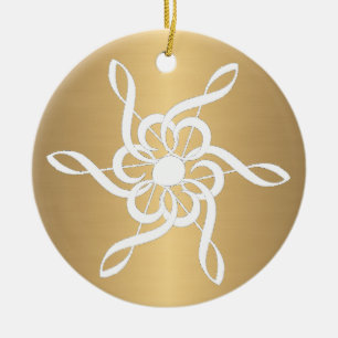 Ornamento musical del reloj de nieve Gold Treble C