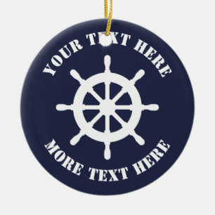 Ornamento náutico del navidad del timón de la na