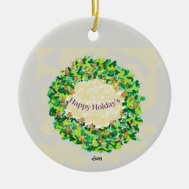 Ornamento : Navidades Wreath / Felices Fiestas (Frente)