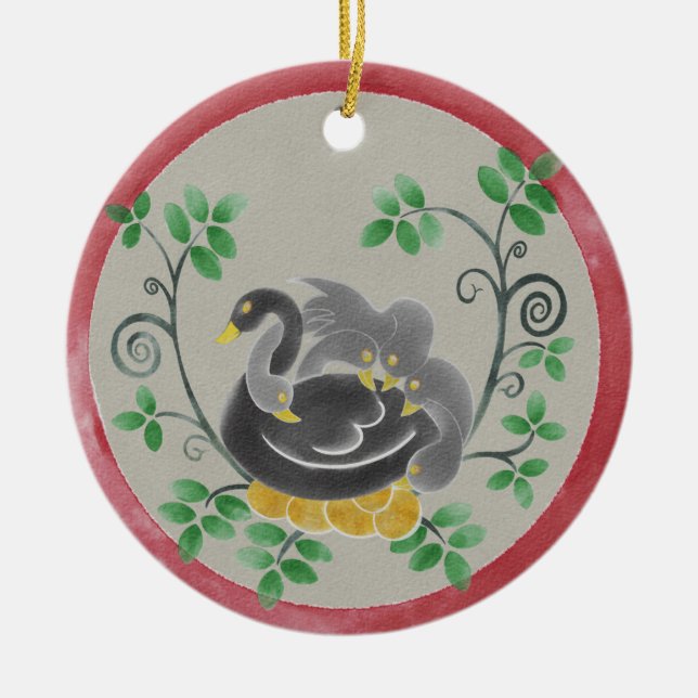 Ornamento navideño a-permanente de seis geeses (Frente)