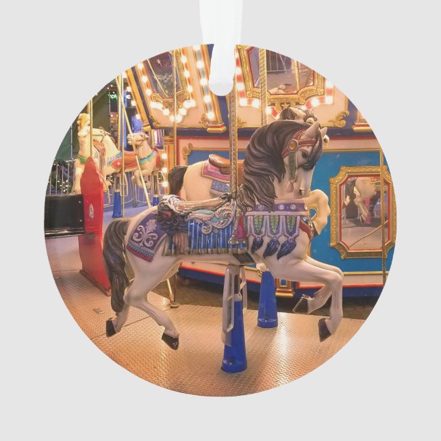 Ornamento navideño acrílico de Merry Go Round (Reverso)