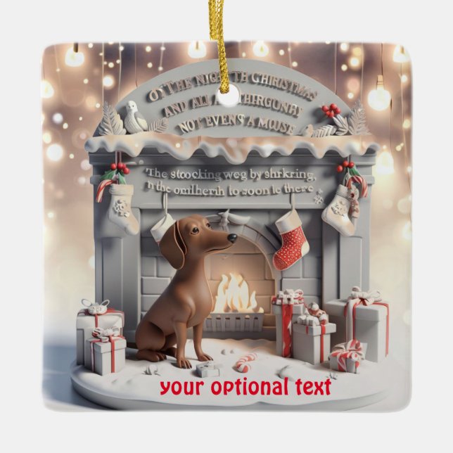 Ornamento navideño alemán Dachshund 3D (Anverso)