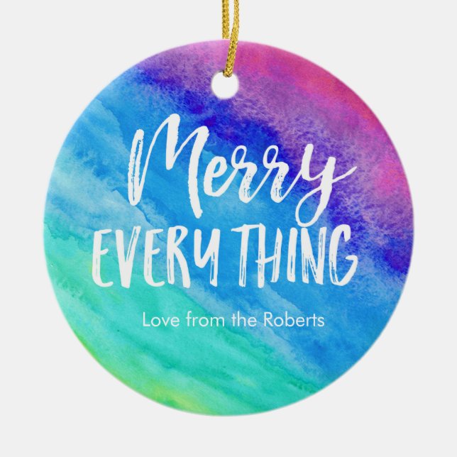 Ornamento navideño arcoiris con foto personalizada (Frente)