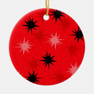 Ornamento navideño atómico de estrenos rojos