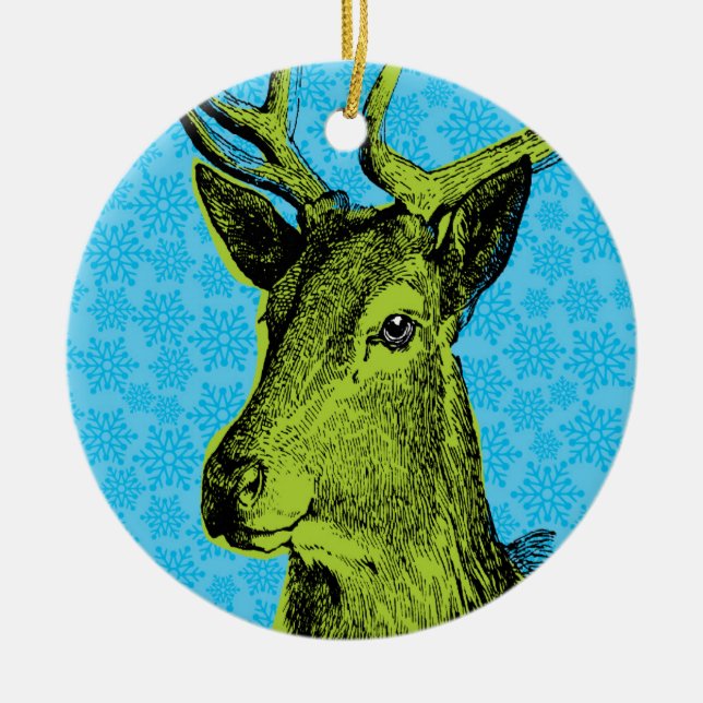 Ornamento navideño azul Oh venado (Frente)