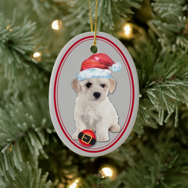 Ornamento navideño Bichon Frise Santa Hat (Árbol)