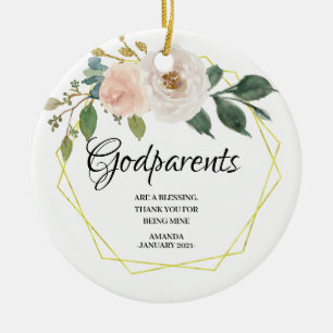 Ornamento navideño blanco personalizado de padrin
