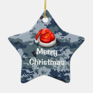 Ornamento navideño Blue Camo Star Merry