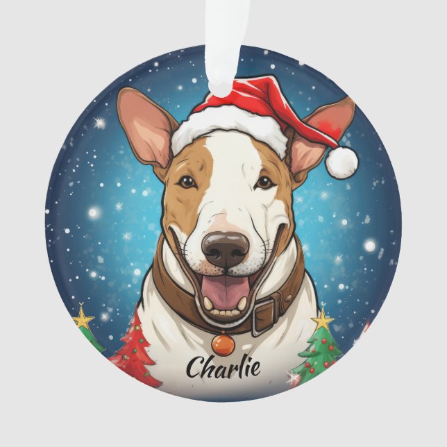 Ornamento navideño bull terrier Personalizado (Anverso)