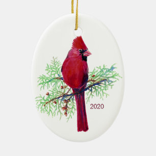 Ornamento navideño cardinal personalizado