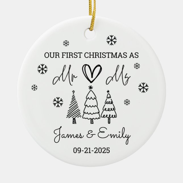 Ornamento navideño casado, ornamento casado (Frente)
