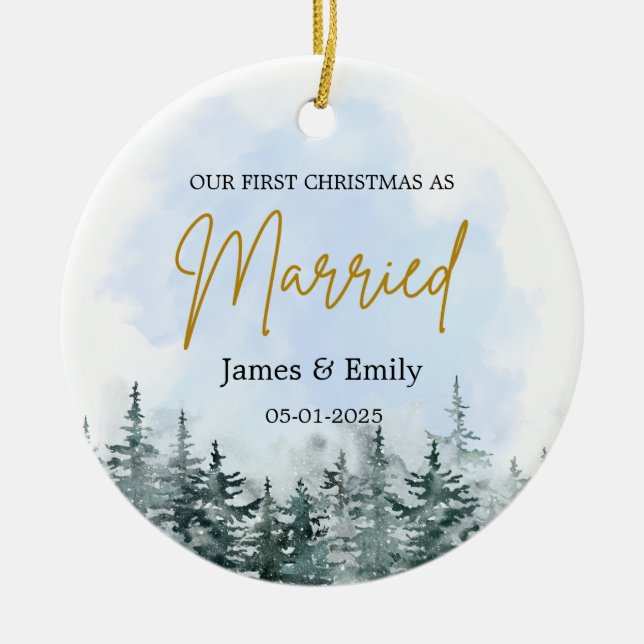 Ornamento navideño casado, ornamento casado (Frente)
