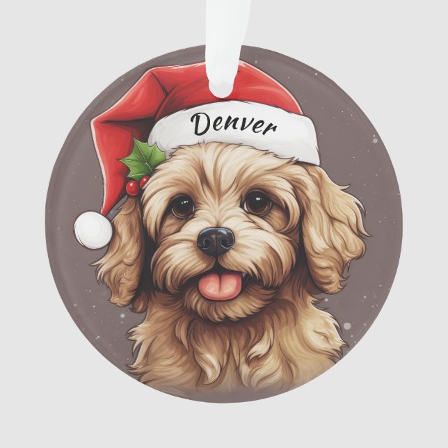 Ornamento navideño Cavoodle Personalizado (Anverso)