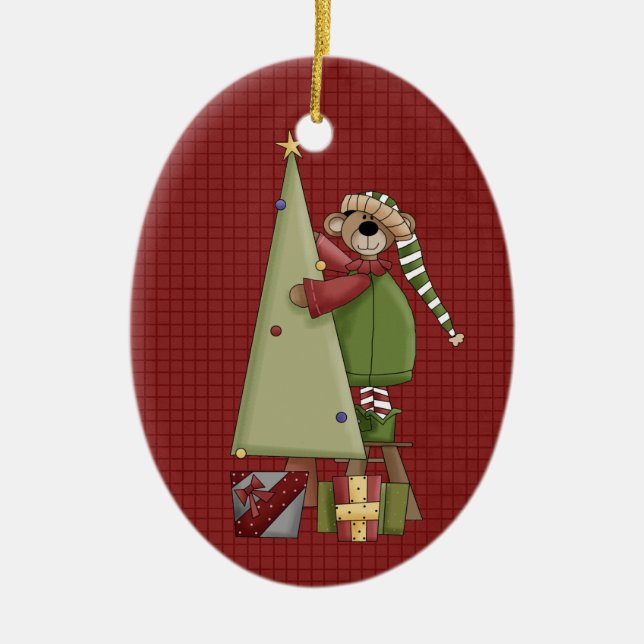 Ornamento navideño cerámico de Navidad (Frente)