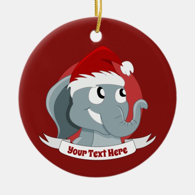 Ornamento navideño con adorable elefante personali (Frente)
