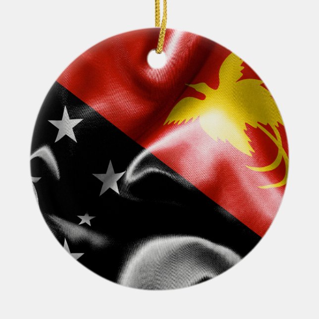 Ornamento navideño con bandera de Papúa Nueva Guin (Frente)