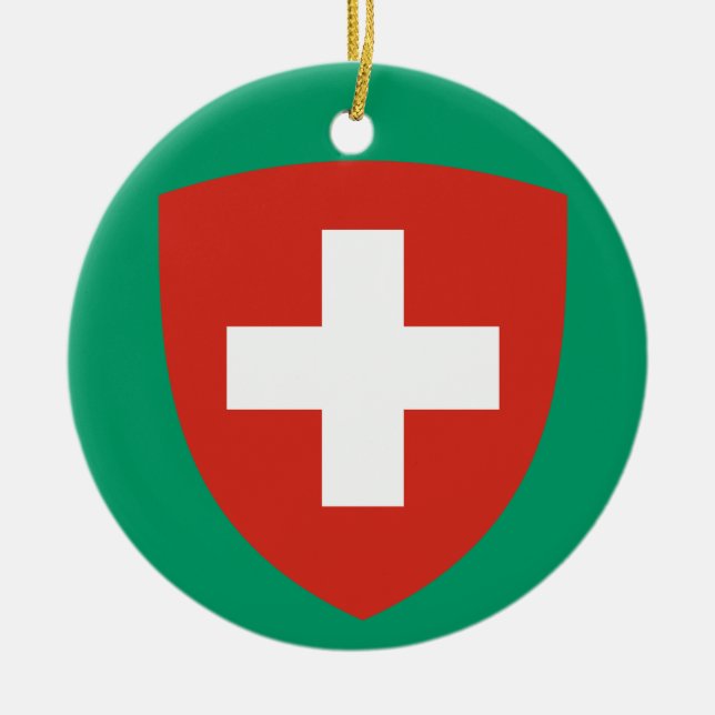 Ornamento navideño con bandera de SUIZA (Frente)