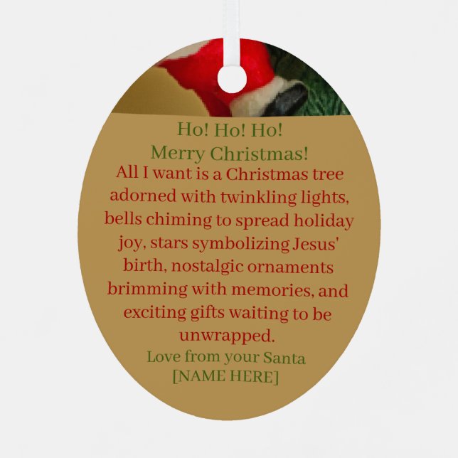 Ornamento navideño con deseo personalizado (Reverso )