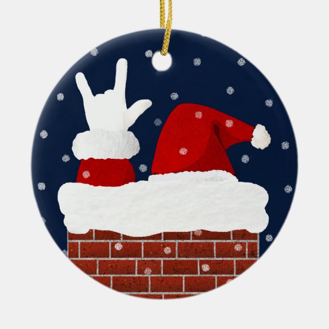 Ornamento navideño con te amo en ASL (Frente)