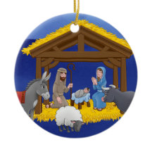 Ornamento navideño con una escena nativa