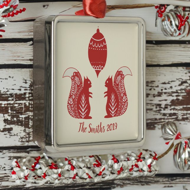 Ornamento navideño cuadrado de ardillas nórdicas p (Subido por el creador)