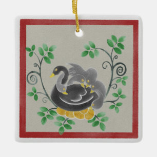 Ornamento navideño cuadrado de seis geeses