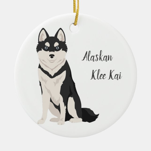 Ornamento navideño de Alaskan Klee Kai. Klee Kai S (Frente)