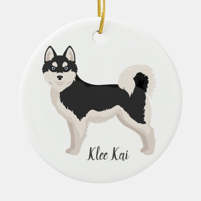 Ornamento navideño de Alaskan Klee Kai. Klee Kai S (Frente)