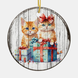 Ornamento navideño de amigos felinos festivos