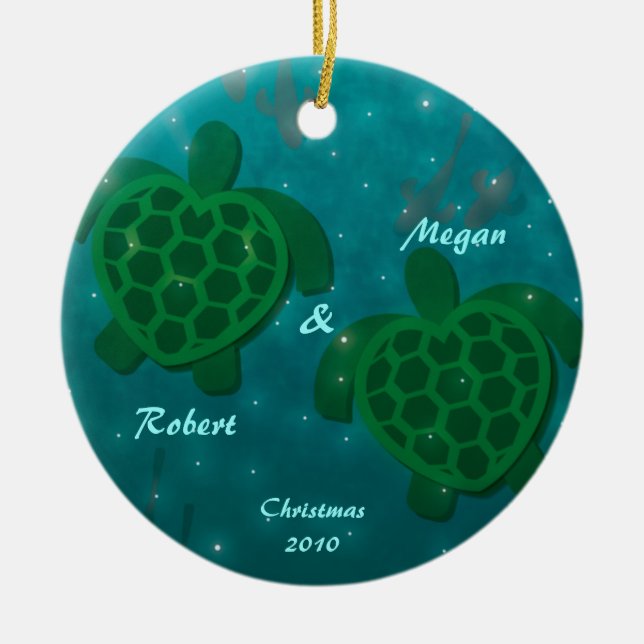 Ornamento navideño de amor a la tortuga (Frente)