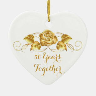 Ornamento navideño de aniversario de oro personali