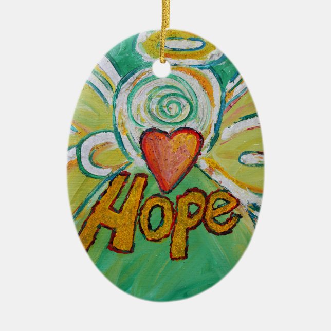 Ornamento navideño de arte de palabras de Hope Ang (Frente)