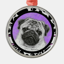 Ornamento navideño de arte de perro pug de Glenda 