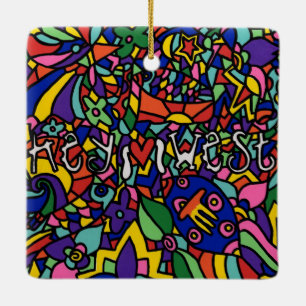 Ornamento navideño de arte pintado con clave occid