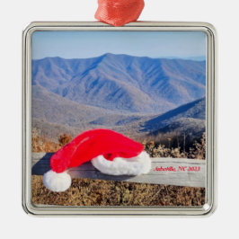 Ornamento navideño de Asheville, NC y Santa Hat